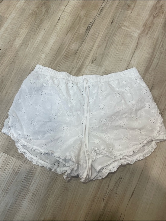 Celebrity Pink Pants - Celebrity Pink White Eyelet Lounge Shorts with Lace Trim